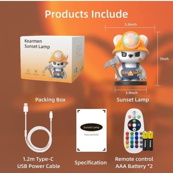 Brand New Sunset Lamp Projector Night Light with Remote & APP Control - Picture 3 of 9